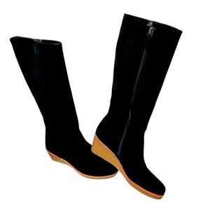 Aerosole Brenna Womens Knee High Faux Suede Wedge Zip Up Boots Size 7.5